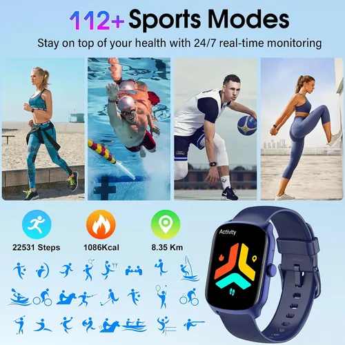 Vista 5 de Reloj inteligente para hombres y mujeres, reloj inteligente HD de 1.95 pulgadas (marcación/respuesta de llamadas), monitor de frecuencia