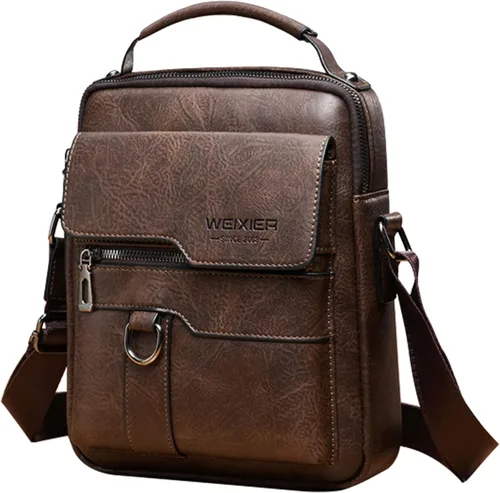 Vista 7 de Bolsa de mensajero para hombre, de piel sintética, bolsa de hombro, bolsa de viaje, bolso de hombre, bolso casual, bolsa de mano con personalidad