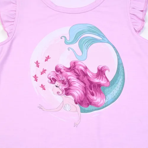 Vista 6 de QPANCY Paquete de 2 camisones para niñas, pijamas con mangas con vuelo, vestidos de noche de princesa, ropa de dormir de algodón