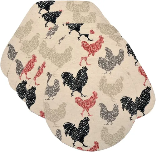Vista 7 de Rifton Red Rooster Charger-Center - Juego de dos manteles individuales redondos