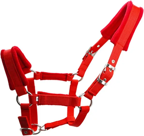 Vista 3 de Cabestro ajustable para caballos con forro polar y cojines esponjosos, cabestres de cuerda de equitación, cuello de caballo ecuestre con accesorios