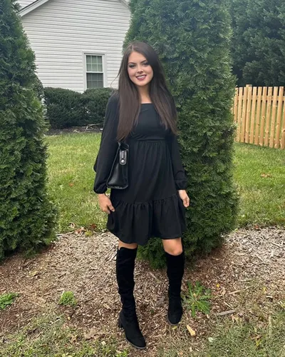 Vista 2 de Vestido de manga larga con cuello cuadrado para mujer, casual, manga abombada, ropa de otoño plisada
