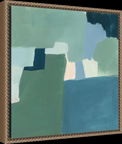 Vista 2 de Amanti Art Lienzo enmarcado para pared, 16 x 16 pulgadas, verde azulado y salvia I de Victoria Barnes, lienzo enmarcado para pared, obras de arte