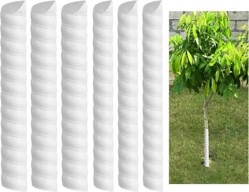 Vista 7 de Watayo 4/6/8 protectores de tronco de árbol, 2 tamaños para proteger la corteza, protector de árbol en espiral de plástico, protector de corteza