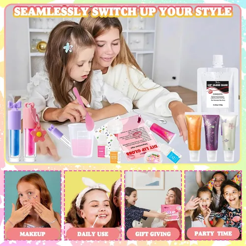 Vista 7 de Thaluna Kit de fabricación de brillo de labios, divertido kit de brillo de labios para hacer tu propio brillo de labios para niñas, mujeres