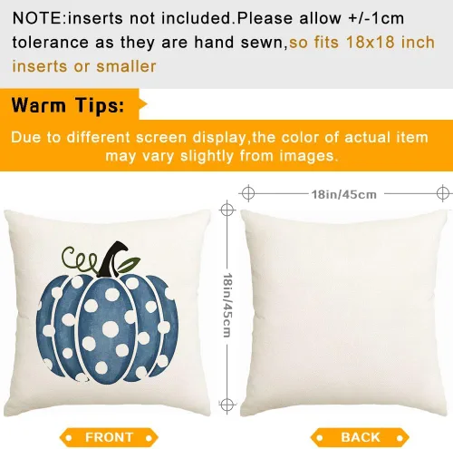 Vista 7 de RABUSOFA Dark Blue Polka Dot Pumpkin Fall Pillow Covers,Seasonal Autumn Thanksgiving Decorative Throw Pillows Fall Decorations for Home Couch Decor