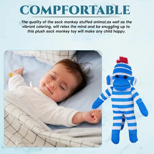 Vista 4 de Plushland Adorable Mono de Calcetines, El Original y Tradicional Juguete de Animal de Peluche Tejido a Mano, Regalo para Niños, Bebés, Adolescentes