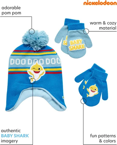 Vista 2 de Nickelodeon Conjunto de 2 pares de guantes de invierno para bebé y tiburón para niños (niño)