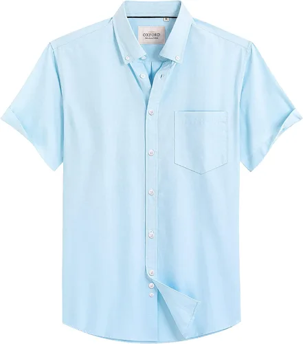 Vista 10 de Alimens & Gentle - Camisa de manga corta Oxford para hombre con ajuste regular, cuello abotonado y bolsillo