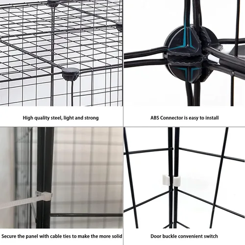 Vista 5 de Jaula para gatos de 2 niveles para interiores, jaulas de metal extraíbles para gatitos, hurones desmontables, portátil, para animales pequeños, casa