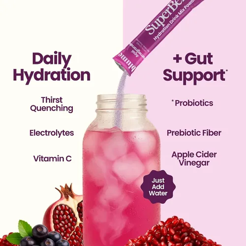Vista 3 de Blume SuperBelly Paquetes de Salud Intestinal e Hidratación Para Llevar, Compatible con GLP-1, Sin Azúcar, con Prebióticos, Probióticos, Vinagre