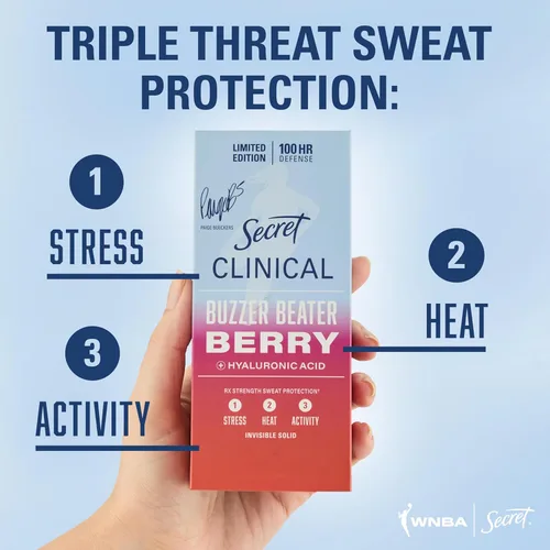 Vista 2 de Secret Clinical Strength 100HR Defense, desodorante antitranspirante sólido invisible para mujeres, edición Paige Bueckers, protección contra