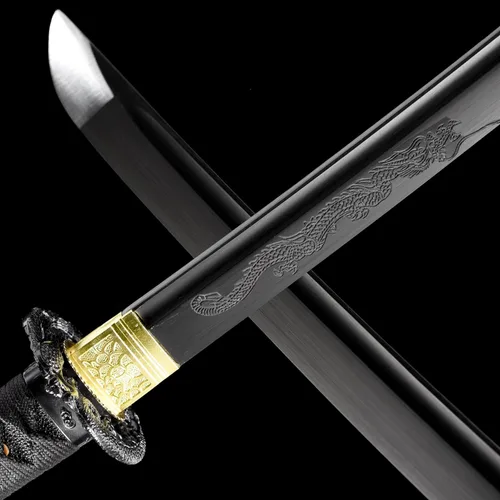 Vista 2 de Samurai Katana Espada hecha a mano de acero de alto carbono 1095 Japonesa Real Katana Espada de Espiga Completa Afilada