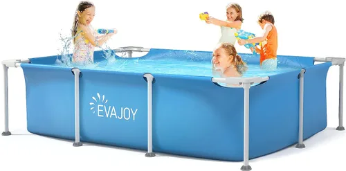 Vista 10 de Evajoy Piscina redonda sobre el suelo con marco de metal para exteriores de 10 pies x 30 pulgadas con fácil instalación, solo piscina