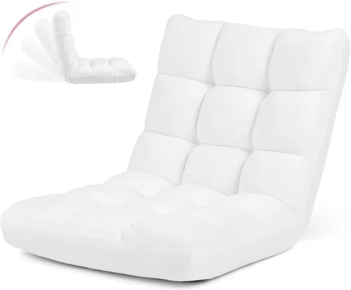 Vista 16 de GOFLAME Sofá de suelo plegable de 14 posiciones, sofá ajustable para juegos, silla acolchada, cama plegable para dormir para sala de estar, Negro