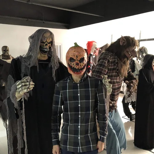 Vista 5 de Bbrand Máscaras de látex con cabeza de calabaza para decoración