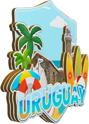 Vista 2 de Uruguay Uruguay imán de nevera de madera 3D monumentos de viaje coleccionables recuerdos decoración hecha a mano -2289