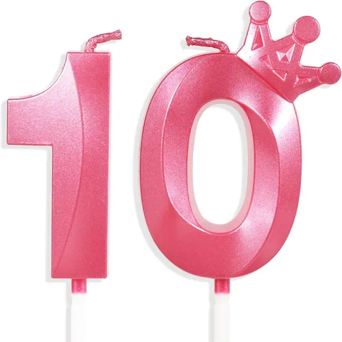 Vista 63 de Velas de cumpleaños número 10 para pastel, velas de oro rosa número 10 con corona, diseño 3D, decoración de pastel de cumpleaños para niñas