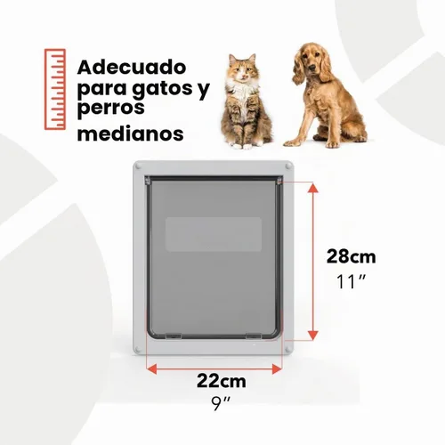 Vista 3 de Dog Mate Puerta mediana para perros, Panel de bloqueo robusto, Autolineo a 1.969 in, Gris