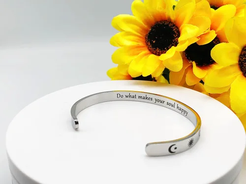 Vista 225 de Pulseras inspiradoras para mujer, joyería de acero inoxidable, con refranes, pulsera motivacional con mensaje oculto, pulseras grabadas para mejor