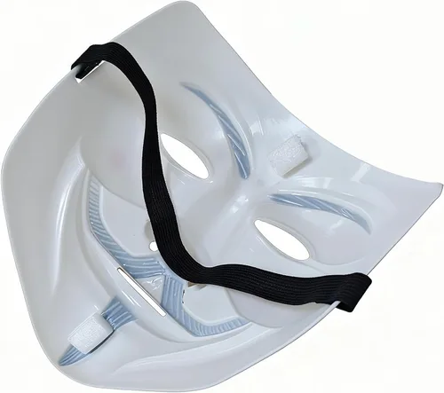 Vista 2 de AMANKA Máscara V para Vendetta, máscara de anónimo, máscara de disfraz de Halloween, accesorios de fiesta, fiestas temáticas de hackers
