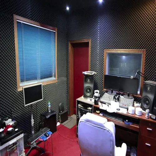Vista 5 de Paneles de espuma acústica, acolchado a prueba de sonido, paneles acústicos de pared insonorizados, espuma de doble densidad, fácil de instalar