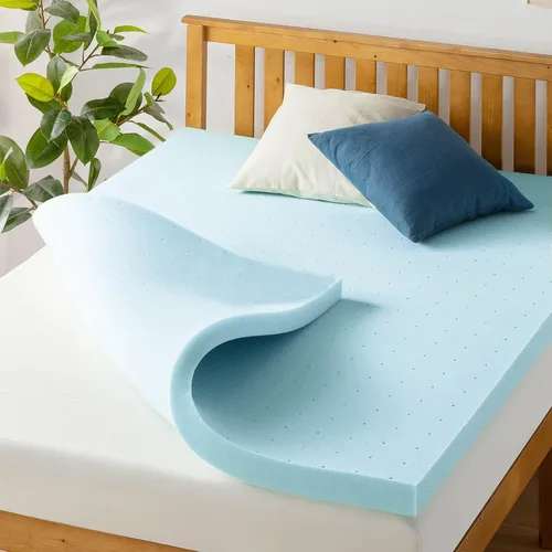 Vista 11 de Best Price Mattress - Cubrecolchón ventilado de espuma viscoelástica de 1.5 pulgadas, infusión de gel refrescante, certificado CertiPUR-US