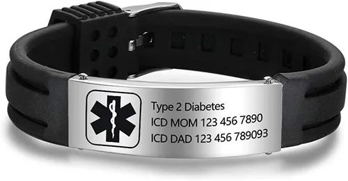 Vista 68 de OPALSTOCK Pulseras médicas personalizadas de silicona ajustable para identificación de emergencias, grabado gratuito, 9 pulgadas, resistente al