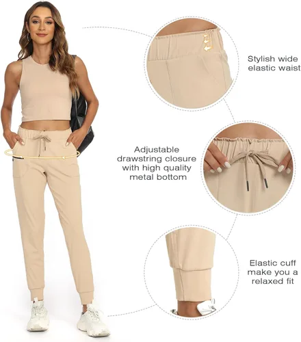 Vista 4 de Haowind - Pantalones deportivos para mujer con bolsillos y cintura elástica, cómodos pantalones de deportivos de descanso para deportes, gimnasio