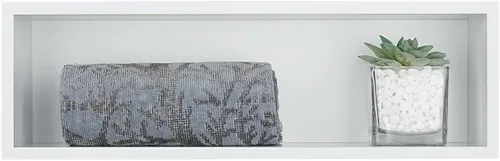 Vista 20 de JQK Niche de ducha sin necesidad de azulejos, estante de baño de níquel cepillado de 4 x 14 pulgadas, estante organizador de ducha empotrado