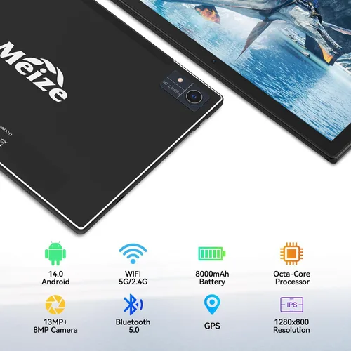 Vista 3 de Última tableta Android 14 2026, 128 GB+16 (8+8 expandir) GB/512 GB Expand, tabletas Octa-Core con WiFi 5G, batería de 8000 mAh, tabletas de 10.1