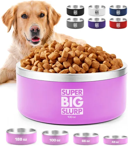 Vista 24 de Tuff Pupper Tazón Aislado de Servicio Pesado para Perros Plato de Comida para Perros de Acero Inoxidable de Doble Pared Tazón Antideslizante a