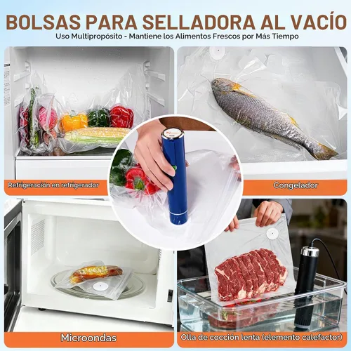 Vista 6 de 20 bolsas de sellado al vacío, bolsas reutilizables para sellar al vacío para alimentos, bolsas con cremallera al vacío sin BPA, bolsas Sous Vide