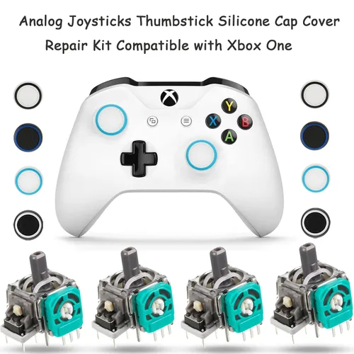 Vista 5 de 31 Pieces Replacement Game Controller Kit Thumbsticks Grips Cover Joystick LB RB Bumpers Triggers ABXY Buttons Headphone Jack Plug Port Screwdriver
