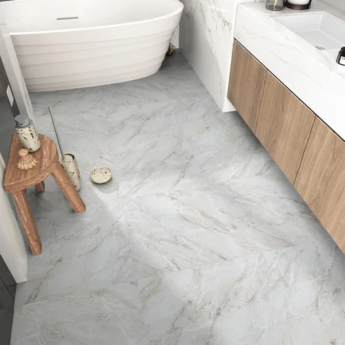 Vista 10 de Azulejos autoadhesivos de mármol blanco para despegar y pegar, azulejos de suelo de cocina impermeables para despegar y pegar, azulejos de mármol