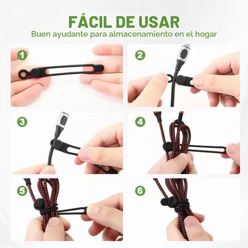 Vista 5 de Bridas de silicona para cables, organizador de cables reutilizable de datos nuevos 2026, gestión de cables de viaje para electrodomésticos, gestión