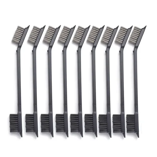 Vista 16 de Paquete de 10 cepillos de limpieza multiusos de doble punta para pistolas de 7 pulgadas, cepillos de cerdas de nailon de acero y latón (5 tipos)