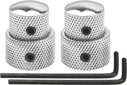 Vista 6 de 2 perillas de control apiladas concéntricas dobles para guitarra eléctrica y bajo (negro)