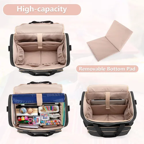 Vista 2 de LUXJA Bolsa de manualidades con ruedas con bolsillos para álbum de recortes de 12 x 12 pulgadas y laptop, bolsa rodante para álbum de recortes