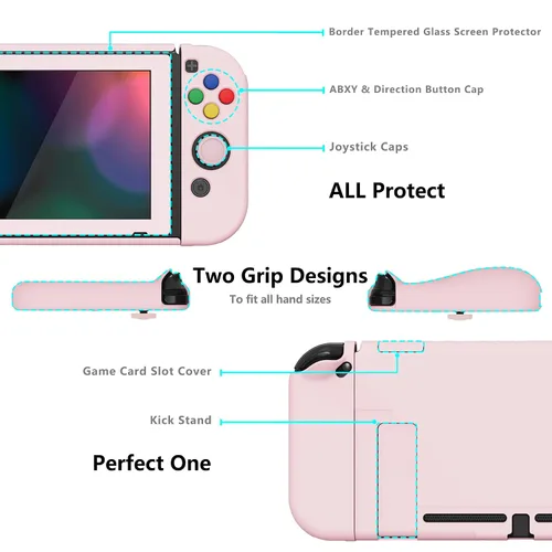 Vista 60 de PlayVital AlterGrips Ergonomic Grips Cover for Nintendo Switch, [2 Design] Interchangeable Comfort Dockable Protective Case with Screen Protector &