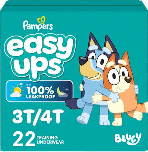 Vista 16 de Easy Ups - Pantalones de entrenamiento para niñas y niños, talla 4 (2T-3T), 25 unidades, ropa interior absorbente Bluey para entrenamiento, hasta un