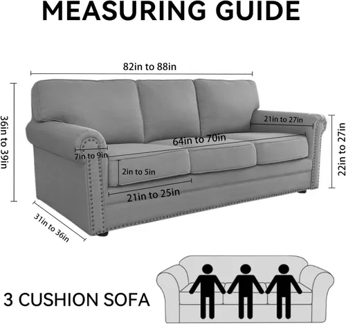 Vista 2 de Funda para sofá 100% impermeable, juego de 4 piezas, funda de sofá a rayas para sofá de 3 cojines, con parte inferior de TPU a prueba de fugas