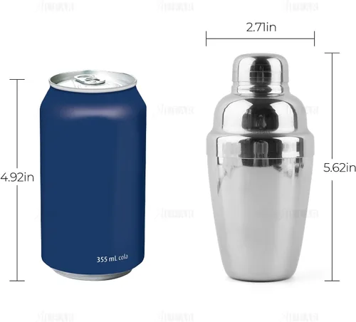 Vista 2 de AUEAR, Pequeña coctelera de acero inoxidable 8,4 onzas/8.5 fl oz Martini Shakers Bar Herramientas Plata