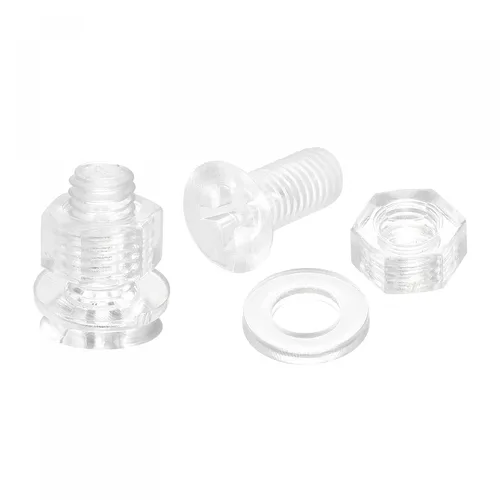 Vista 15 de uxcell Tornillos de máquina Phillips de plástico M3 x 0.472 in con tuercas y arandelas planas, pernos de máquina de cabeza plana de PC