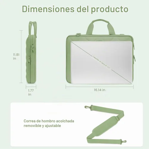 Vista 5 de MOSISO 360 Bolsa de hombro protectora para laptop, funda para laptop