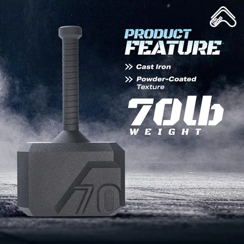 Vista 4 de Tribe WOD Hammer Kettlebell 15-70 libras + Ajustable Equipo de Entrenamiento Cruzado para Construcción Muscular, Cardio Fitness, Pesas