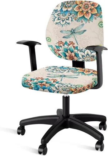 Vista 13 de Funda protectora elástica para silla de oficina con diseño de hongos artísticos, funda giratoria elástica para silla de escritorio, adecuada