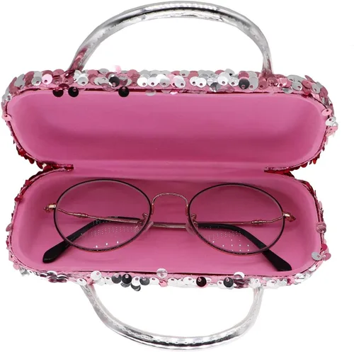 Vista 4 de Estuche reversible para lentes de lentejuelas para mujeres, niños y niñas, con asa