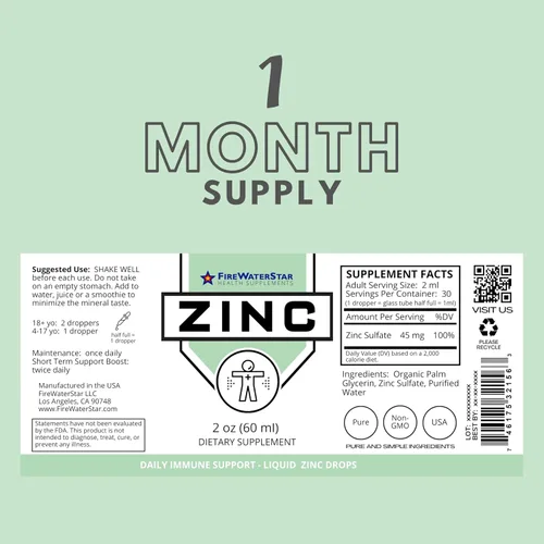 Vista 2 de Gotas de zinc líquido, zinc iónico, 2 onzas, 30 porciones, alta dosis de 45 mg de sulfato de zinc (15 mg de zinc elemental), orgánico, sin OMG