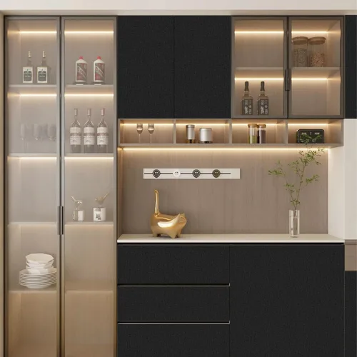 Vista 8 de Abyssaly Papel tapiz autoadhesivo negro para refrigerador Negro pulido